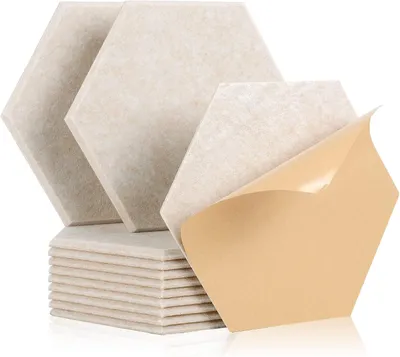 Immagine prodotto di Pannelli fonoassorbenti, 12 pezzi, 30x26x1 cm, autoadesivi, esagonali, per studi di registrazione