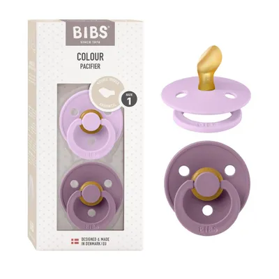 Produktbild von BIBS Colour Anatomical Schnuller 2er Pack, BPA-frei Dummy-Schnuller, Kiefergerechte Form. Naturkautschuk / Latex, Hergestellt in Dänemark, Größe 1 (0-6 Monate), Violet Sky / Mauve