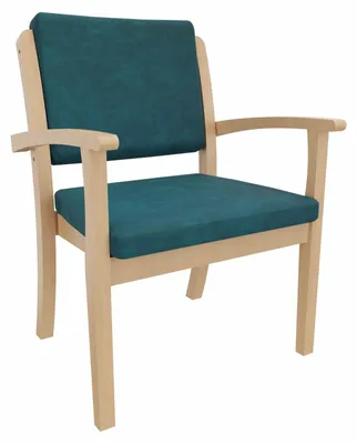 Produktbild von Schwerlaststuhl Alexander XXL – Stuhl mit Armlehnen für Schwergewichtige bis 250 kg – 52cm Sitzhöhe.Stoffbezug:Clean-Stoff Como Petrol,Bodengleiter:Kunststoff Weiss