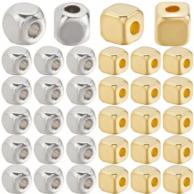 Produktbild von 500 Stück Metallwürfelperlen 4 mm - Antik Silber und Gold für DIY Schmuck