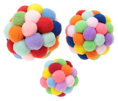 Produktbild von Katzenball Spielzeug Bunt Plüsch mit Glocke Größe M