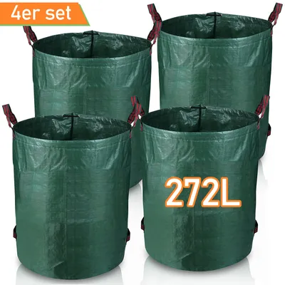 Immagine prodotto di Jiubiaz 4X sacco da giardino sacco per rifiuti da giardino sacco per rifiuti sacco per foglie 272L bidone per rifiuti da giardino XXL