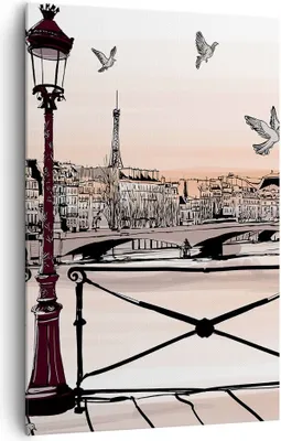 Produktbild von Bild auf Leinwand - Leinwandbild - Einteilig - frankreich Taube Grafiken Illustration - 80x120cm - Wand Bild - Wandbilder - Leinwanddruck - Wanddekoration - Leinwand bilder - Wandbild - PA80x120-3176