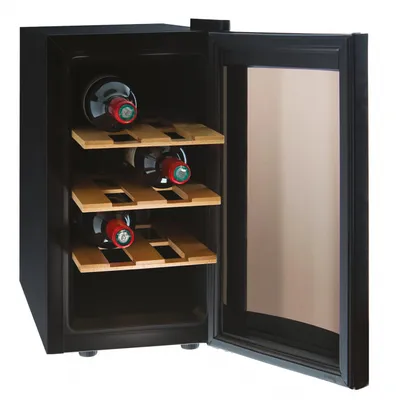 Obrázek produktu pro H.Koenig AGE8WV, Termoelektrická chladnička na víno, Stojací, 8 lahev/lahve, 70 W, Vnitřní osvětlení, Černá