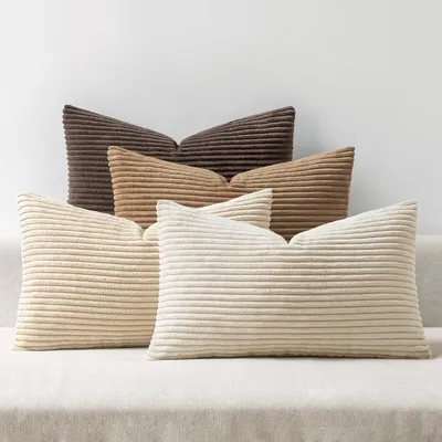 Zdjęcie produktu dla Poszewka na poduszkę 40 x 60 cm - Corduroy, jesienne wzory - Zestaw 4 dekoracyjnych poduszek - Poduszka na sofę - Dekoracyjna poduszka z corduroy - Miękka, idealna do salonu