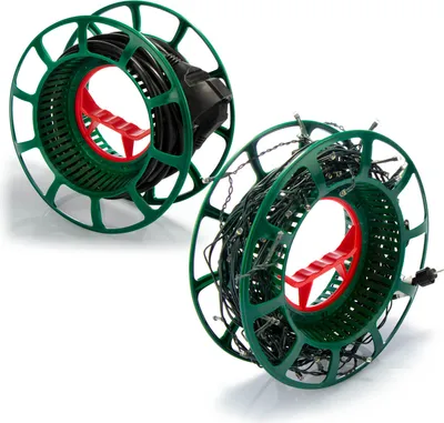 Produktbild von com-four® 2x Kabelaufroller - Kabeltrommel leer aus Kunststoff - Seiltrommel als Organizer für Kabel, Lichterketten, Bänder und Drähte