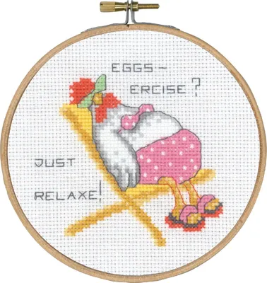 Produktbild von Permin Kreuzstich Stickpackung mit Stickrahmen "Eggs-erase ", Zählmuster, Diam. 13cm