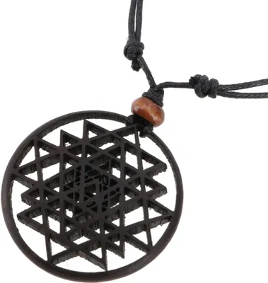 Produktbild von Chakra Halskette, Boho Kette aus Holz - Yantra, Braun, Ketten & Modeschmuck für den Hals