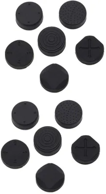 Productafbeelding van Siliconen joystickgrepen - Verbeterde besturing - Bescherming tegen slijtage - Verpakking van 12 stuks - Zwart