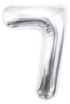 Image de Ballon en plastique XL chiffre 7 argent 85 cm
