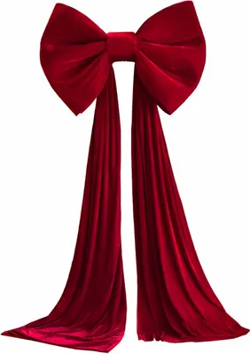 Obrázek produktu pro Mašle na vánoční stromek, 50 x 38 cm, extra velká, z červeného sametu, s 3 m dlouhou vlečkou, na věnce, stěny, večírky, oslavy, Vánoce