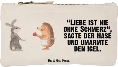Produktbild von Mr. & Mrs. Panda Kulturtasche Hase Igel Größe S Klein - Weiß - Geschenk, und, Lustige Sprüche, Etui, Stoffbeutel, Liebe Spruch, beauty case, Kulturbeutel, Pouch, Trösten