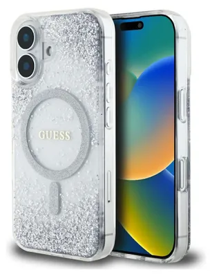 Produktbild von Guess Glitzer Case iPhone 16 MagSafe Silber