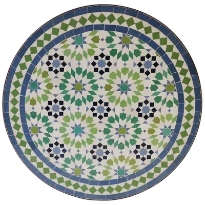 Produktbild von Mosaiktisch Ankabut Grün-Blau Zellige-Mosaik Handarbeit 60 cm Durchmesser 75 cm Höhe