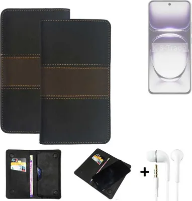 Produktbild von K-S-Trade Handyhülle + Kopfhörer kompatibel mit Oppo Reno12 Pro PJW110 Schutzhülle Walletcase Bookstyle Tasche Schutz Case Hülle Wallet Cover