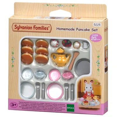 Produktbild von Sylvanian Families, Hausgemachtes Pfannkuchen-Set, 21-teilig, Modell 5225, Mehrfarbig, Polystyrol, PVC, Verpackungsmaße: 130x25x124mm, kombinierbar mit anderen Sets, ohne Figuren, für Rollenspiele & Sammeln