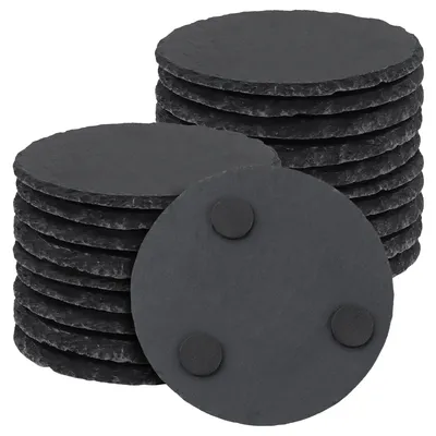 20 runde Schieferuntersetzer, 10 cm, schwarz, für Gläser & Tassen