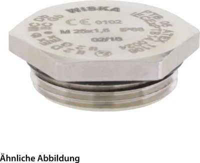 Produktbild von WISKA ATEX-Blindstopfen M40x1,5 Sechskant inkl. O-Ring Messing (CuZn) vernickelt II2DExtbIIICDb / II2GExebIICGb / II 2G