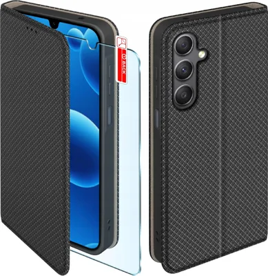 Zdjęcie produktu dla Etui z klapką do Samsung A26 5G Zamykane Czarne Futerał + Szkło 9H