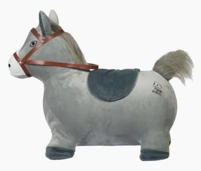 Produktbild von HKM Hüpftier Pferd grau mit kuscheligem Stoffbezug, Sitzhöhe ca. 26 cm, inkl. Luftpumpe