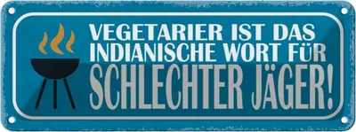 Produktbild von vianmo Blechschild 10x27 cm Vegetarier das indianishce Wort Spruch Zitat