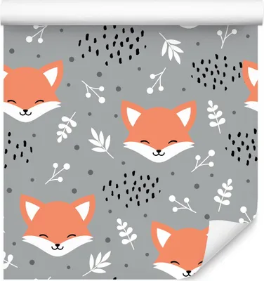 Obrázok produktu pre 10m VLIES WALLPAPER rolka škôlka zvieratá líšky rastliny gule vzor XXL