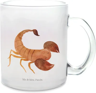 Produktbild von Mr. & Mrs. Panda Teetasse Sternzeichen Skorpion - Transparent - Geschenk, Glasbecher, Tee Tasse, Trinkglas, Geburtstag November, Horoskop, Haferl, aus Glas, Skorpione