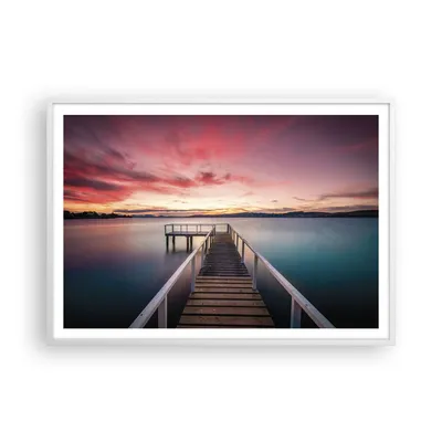 Produktbild von Gerahmtes Poster - Weißer Rahmen - Brücke Rosa Himmel - 100x70 cm - Wand Bild - Wanddeko - Wandbilder - Kunstposter - Wandposter - Bilderrahmen - Bilder - Kunstdruck - P2WAA100x70-4795