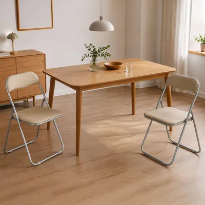 Produktbild von Dmorra Klappstuhl Marbella Beige, 2 Stühle gepolstert, Belastbar bis 80 kg
