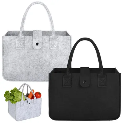 Immagine prodotto di Borse in feltro, set da 2, shopper, 30x20x17 cm, nero e grigio