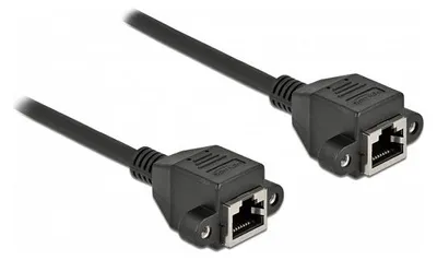 Produktbild von DeLOCK Netzwerk Verlängerungskabel S/FTP RJ45 Buchse zu RJ45 Buchse Cat.6A 2 m schwarz, 2 m, Cat6a, S/FTP (S-STP), RJ-45, RJ-45, Schwarz
