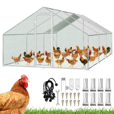 Produktbild von Hühnerstall 3x6x2m Hühnerhaus Freilaufgehege mit PE-Dach, verzinkter Stahlrahmen