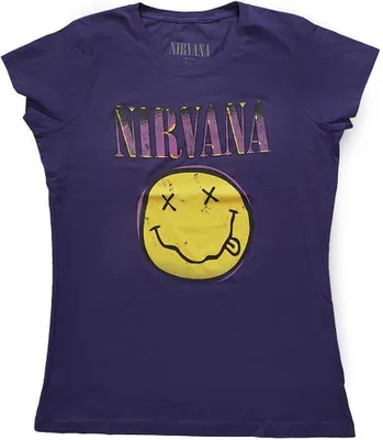 Produktbild von Nirvana - Xerox Smiley Pink Damen X-Small T-Shirt - Lila