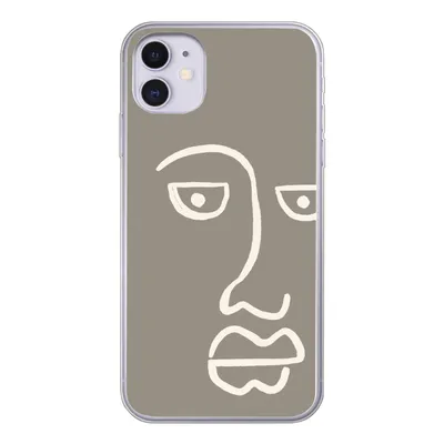 Produktbild von MuchoWow® Handyhülle Schutzhülle Hülle für iPhone 11 Gesicht - Abstrakt - Strichzeichnung Silikon Softcase Handy Hülle - Handytasche