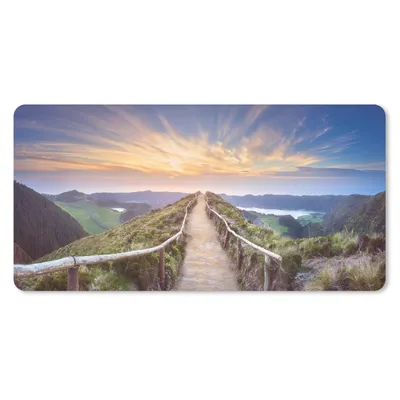 Produktbild von MuchoWow® Schreibtischunterlage Berge - Natur - Weg 80x40 cm - XXL Mauspad - Gaming Mauspad