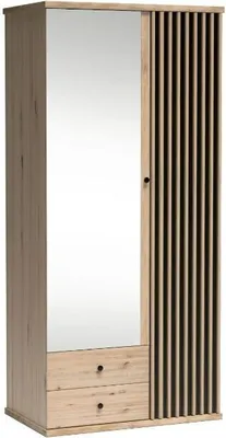 Image de Minio, Armoire à portes battantes "CALI 25", Lamelles, Armoire, 100 cm, Chêne Artisan / Couleur noire