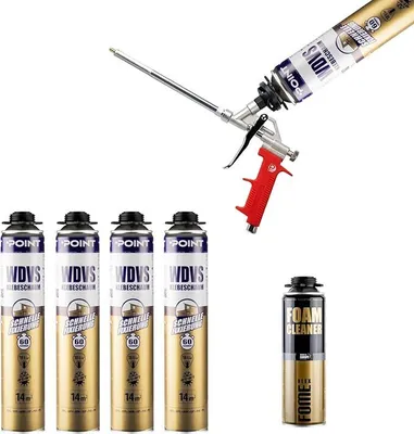 Produktbild von 4x Set, Dämmstoffkleber für EPS- & XPS-Platten | Klebeschaum-Set für Dämmung | Bauschaum | Perimeterkleber
