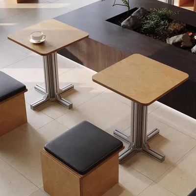 Produktbild von Holztisch mit Aluminiumbeinen – robust, pflegeleicht, ideal für Restaurant, Café, Bar & Dessertladen, Quadratischer Tisch 60×60×75 cm