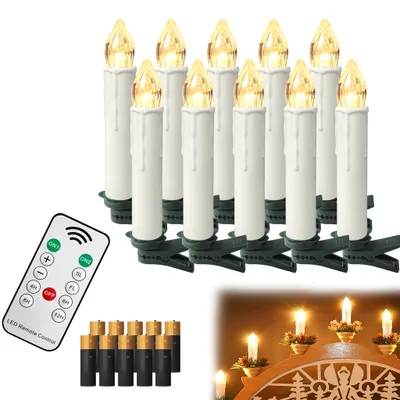Produktbild von UISEBRT 20x LED-Kerzen Weihnachtsbaumkerzen  Kabellos Weihnachtskerzen LED Christbaumkerzen mit Batterie Timer Fernbedienung Dimmbar Flackern Warmweiß