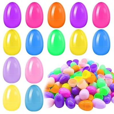 Produktbild von 24 Stück Ostereier aus Kunststoff zum Befüllen – Aufklappbar, Plastikeier als Osterdeko oder Überraschungseier, 4×6 cm