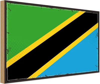 Produktbild von vianmo Holzschild 20x30 cm Tansanias Tanzania Flagge Fahne Wappen