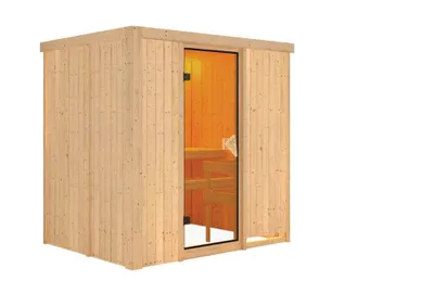 Produktbild von Karibu Sauna Fanja (Fronteinstieg), Ganzglastür, bronziert, Ofen 3,6 kW integr. Steuerung