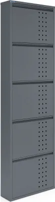 Produktbild von Dublin Schuhschrank Metall Schuhregal Schuhkipper Schuh Kipper Schuh Ablage Schrank 5-türig 50x168,5 cm mit Loch Muster Grau