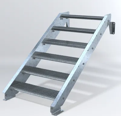 Produktbild von Stahltreppe 6 Stufen bis Höhe 120 cm, Laufbreite : 80 cm kein Geländer ST 1 (31 / 31 mm)