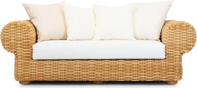 Produktbild von Casa Padrino Luxus 2er Gartensofa Naturfarben / Weiß 205 cm