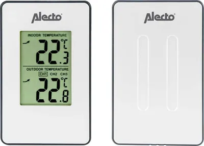 Produktbild von Alecto WS-1050 - Wetterstation mit kabellosem Außensensor, weiß