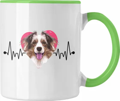Produktbild von Trendation - Australian Shepherd Besitzer Tasse Geschenk Lustiger Spruch Geschenkidee Herzschlag Australian Shepherd (Grün)