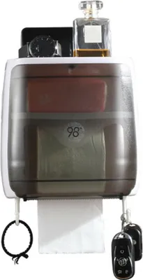 Productafbeelding van Waterdichte toiletrolhouder, tissueboxhouder voor badkamer en keuken, wandmontage - zwart