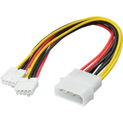 Produktbild von PC Intern Strom Adapter Kabel Stecker 5,25" - 2 x Buchse 3,5" 0,2m