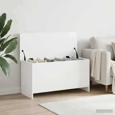 Produktbild von PUEAZU Aufbewahrungstruhe Weiß 100 x 40 x 50 cm Holzwerkstoff - Sitztruhen &53095